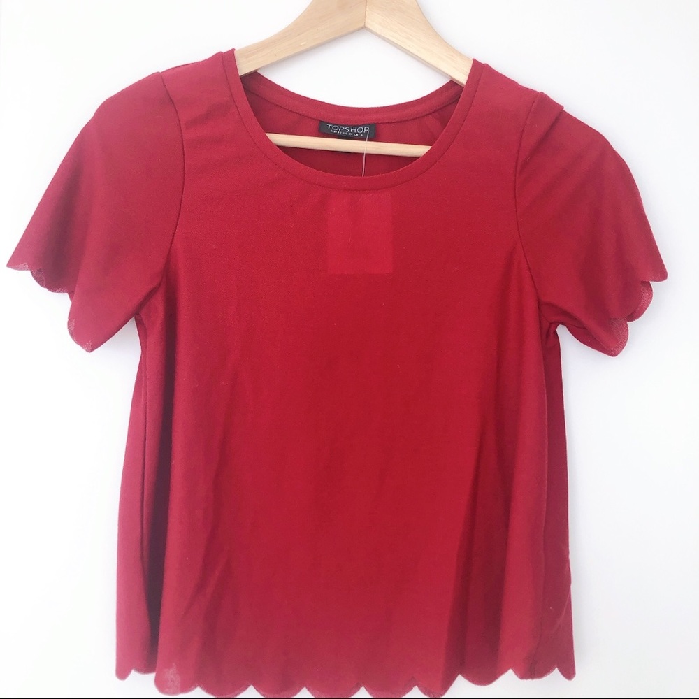 TOPSHOP Cropped Top with Scalloped Hem